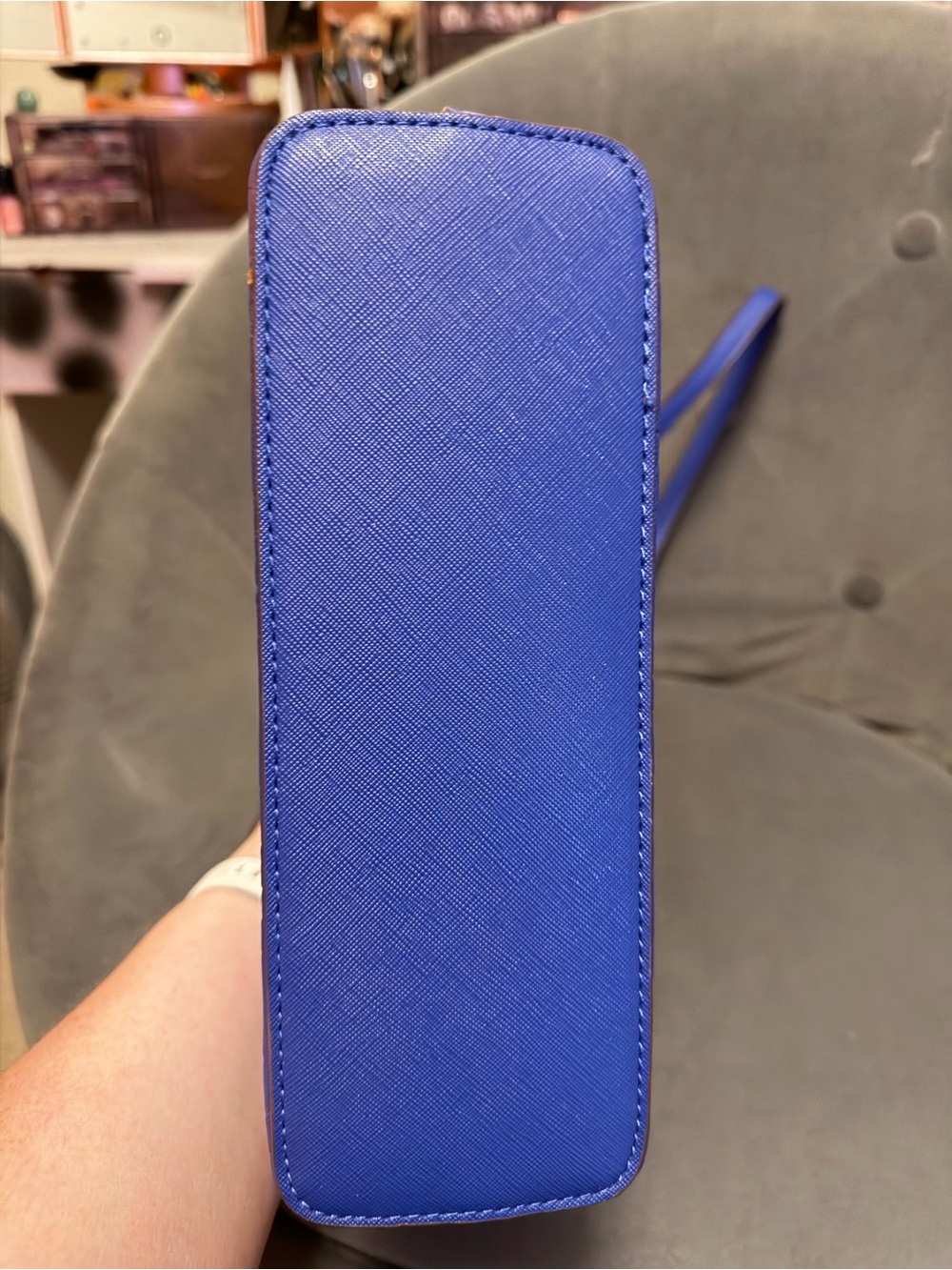 Anne Klein Royal Blue Embossed Saffiano Dome Satchel - Picture 3 of 4